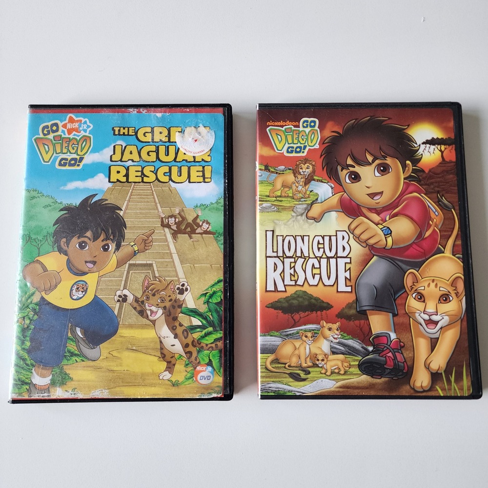 Nickelodeon Go Diego Go DVD Bundle The Great Jaguar Rescue Lion Cub‎ Rescue Dora